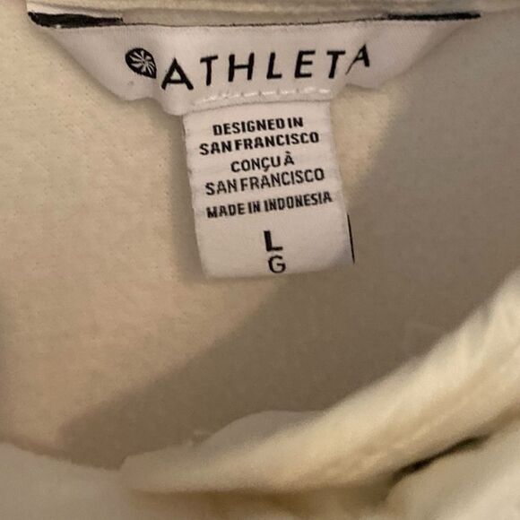 Athleta L Winter White Cozy Sherpa Snap Collar Winter Kangaroo Pocket Jacket - Picture 3 of 7